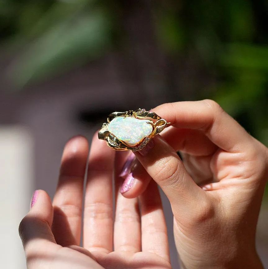 Piper Carved Opal Vintage Pendant & Antique Brooch
