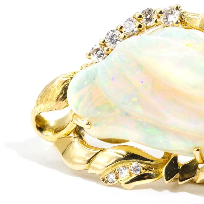 Piper Carved Opal Vintage Pendant & Antique Brooch