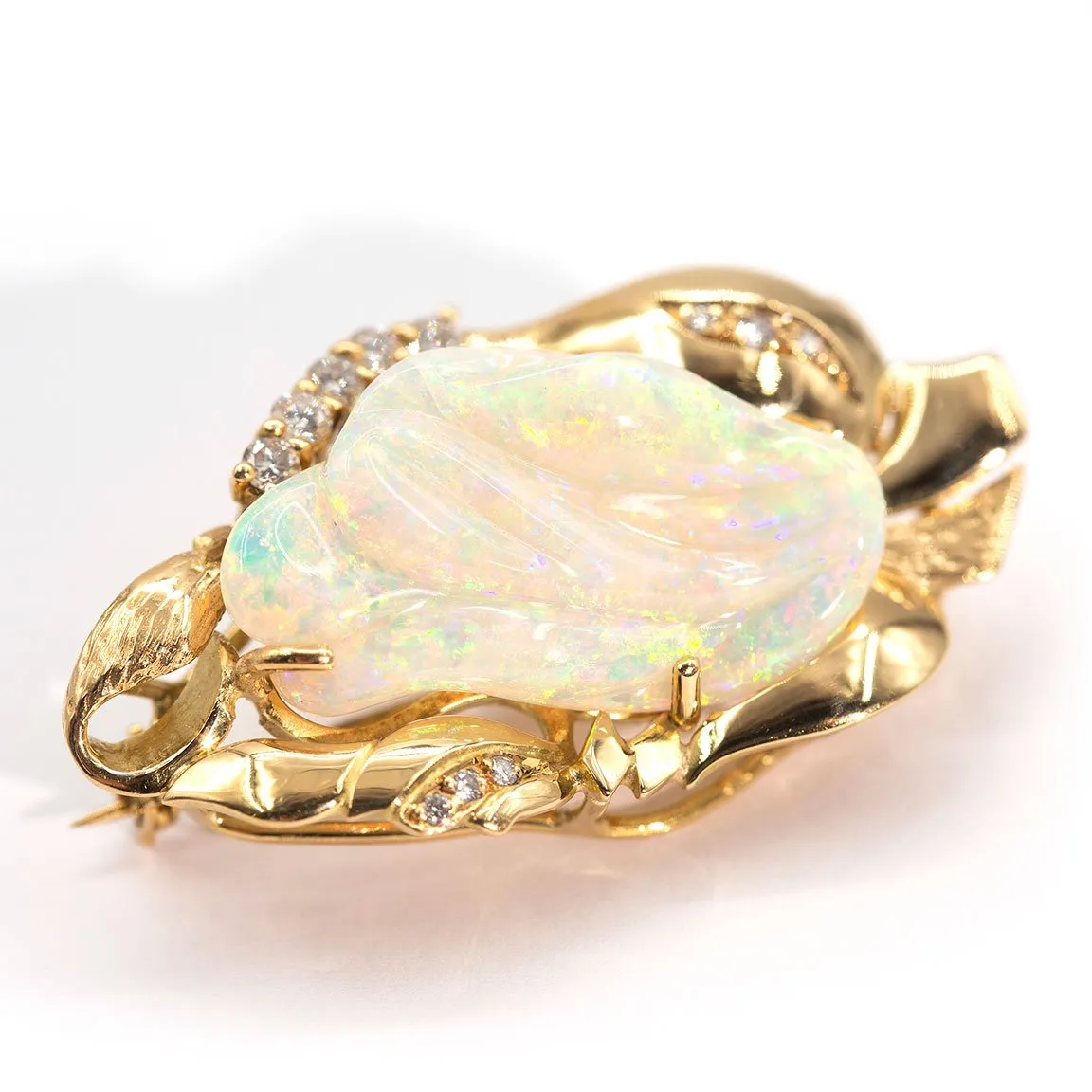 Piper Carved Opal Vintage Pendant & Antique Brooch
