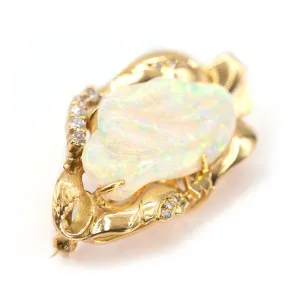 Piper Carved Opal Vintage Pendant & Antique Brooch