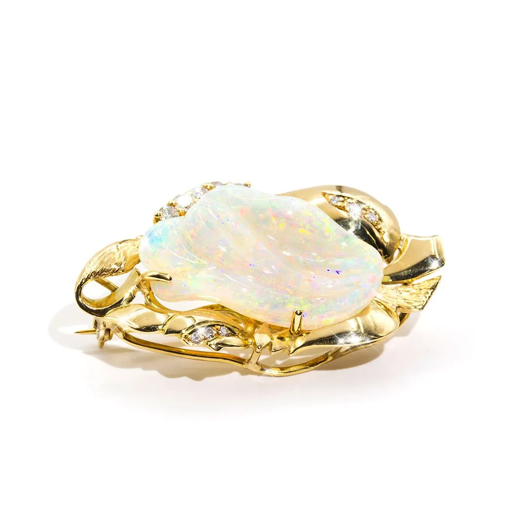 Piper Carved Opal Vintage Pendant & Antique Brooch