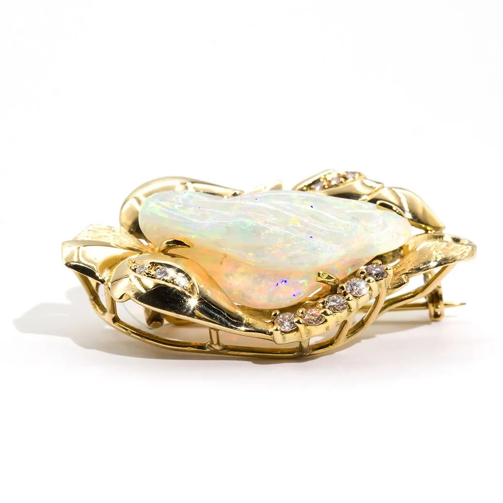 Piper Carved Opal Vintage Pendant & Antique Brooch
