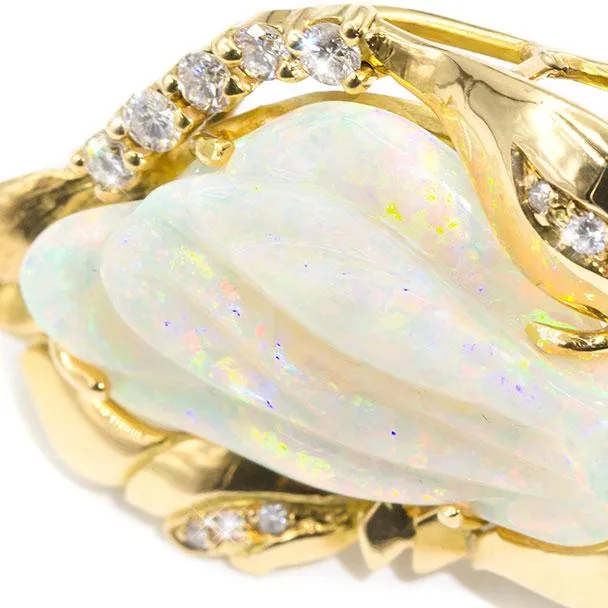 Piper Carved Opal Vintage Pendant & Antique Brooch