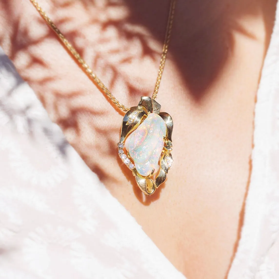 Piper Carved Opal Vintage Pendant & Antique Brooch