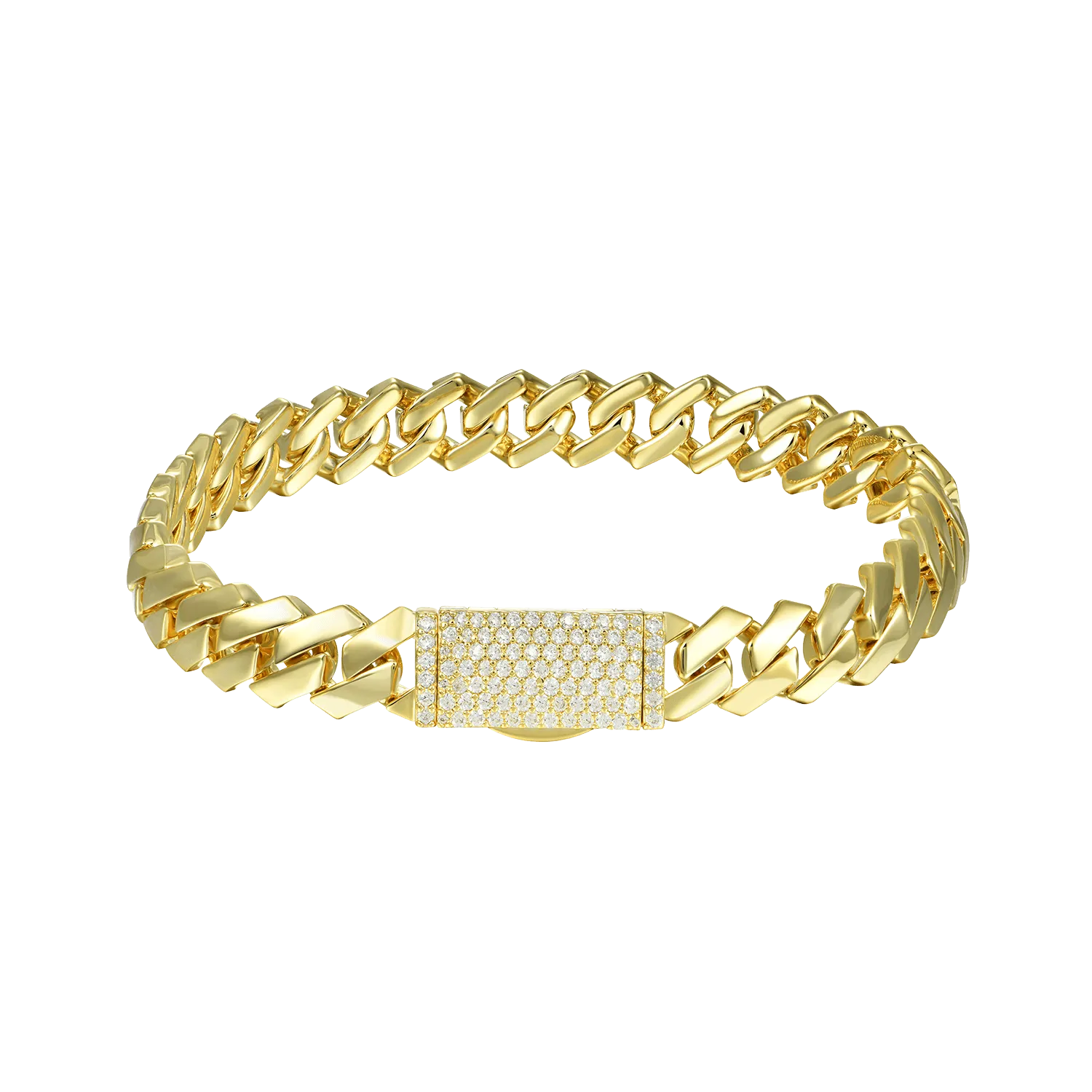 Plain Gold Prong Cuban Link Bracelet - 10mm