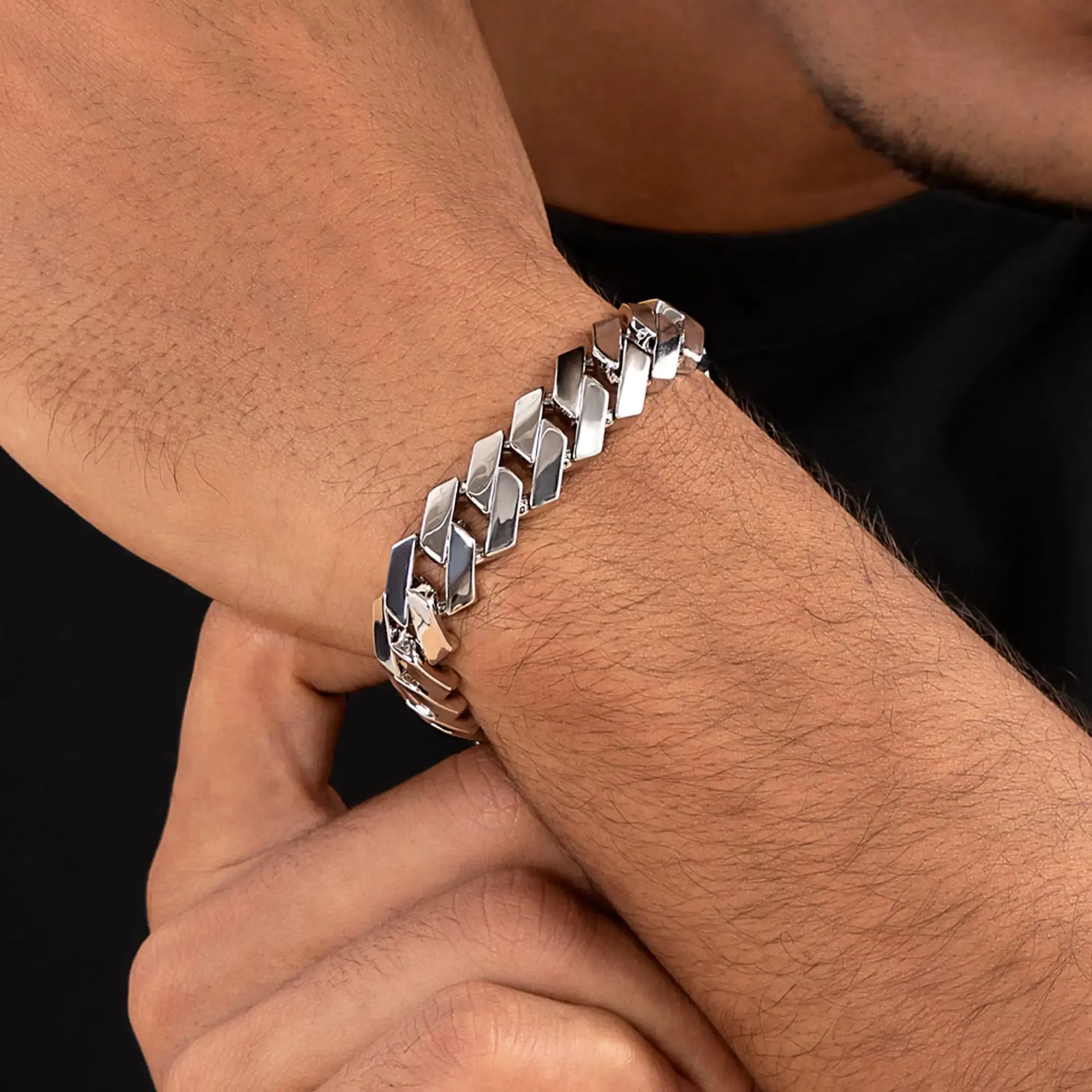 Plain Gold Prong Cuban Link Bracelet - 10mm
