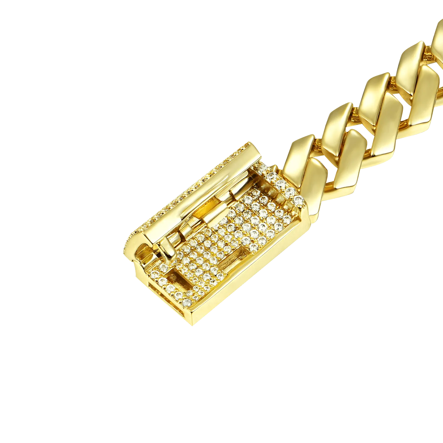Plain Gold Prong Cuban Link Bracelet - 10mm