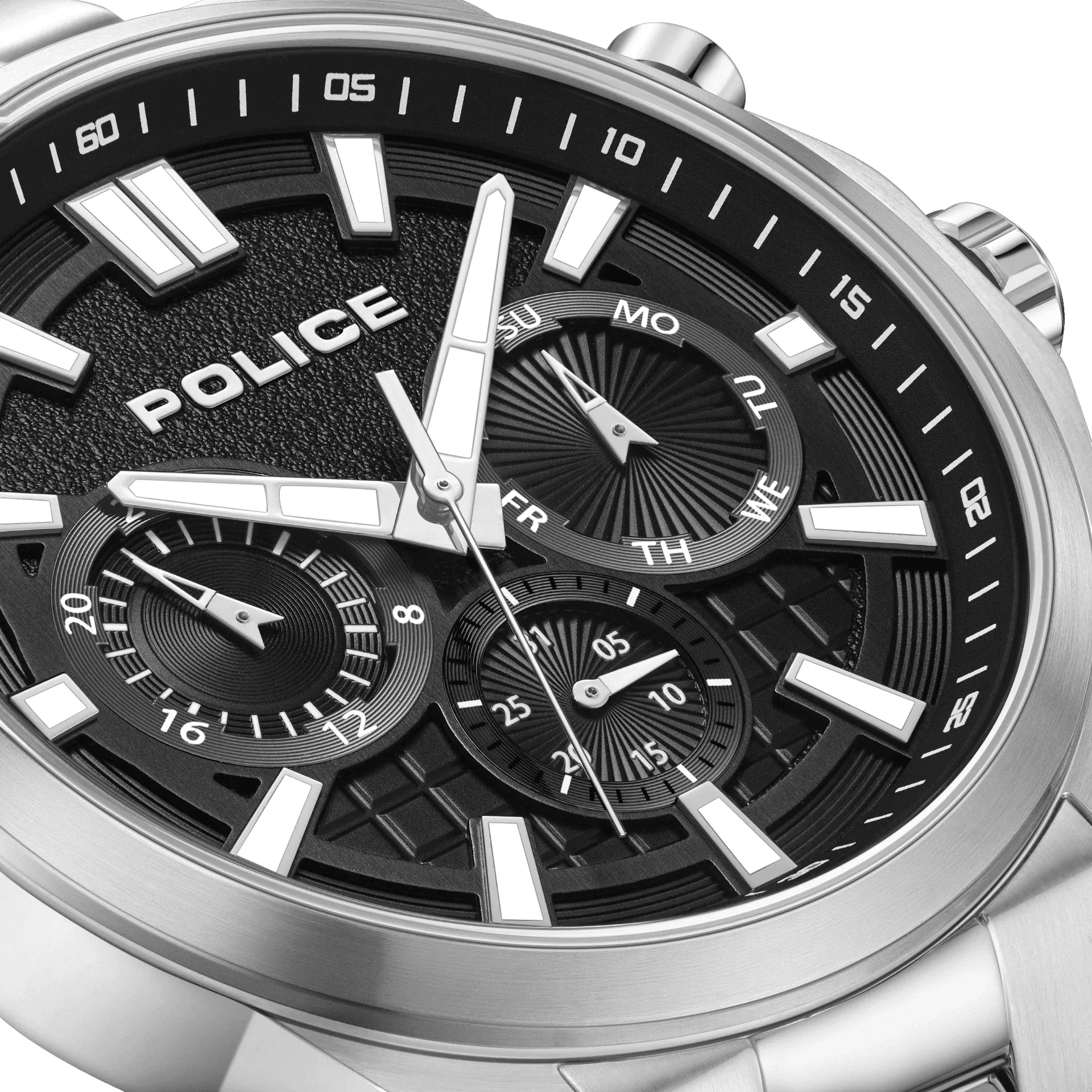 Police Rangy Gents Black Dial Stainless Steel Watch