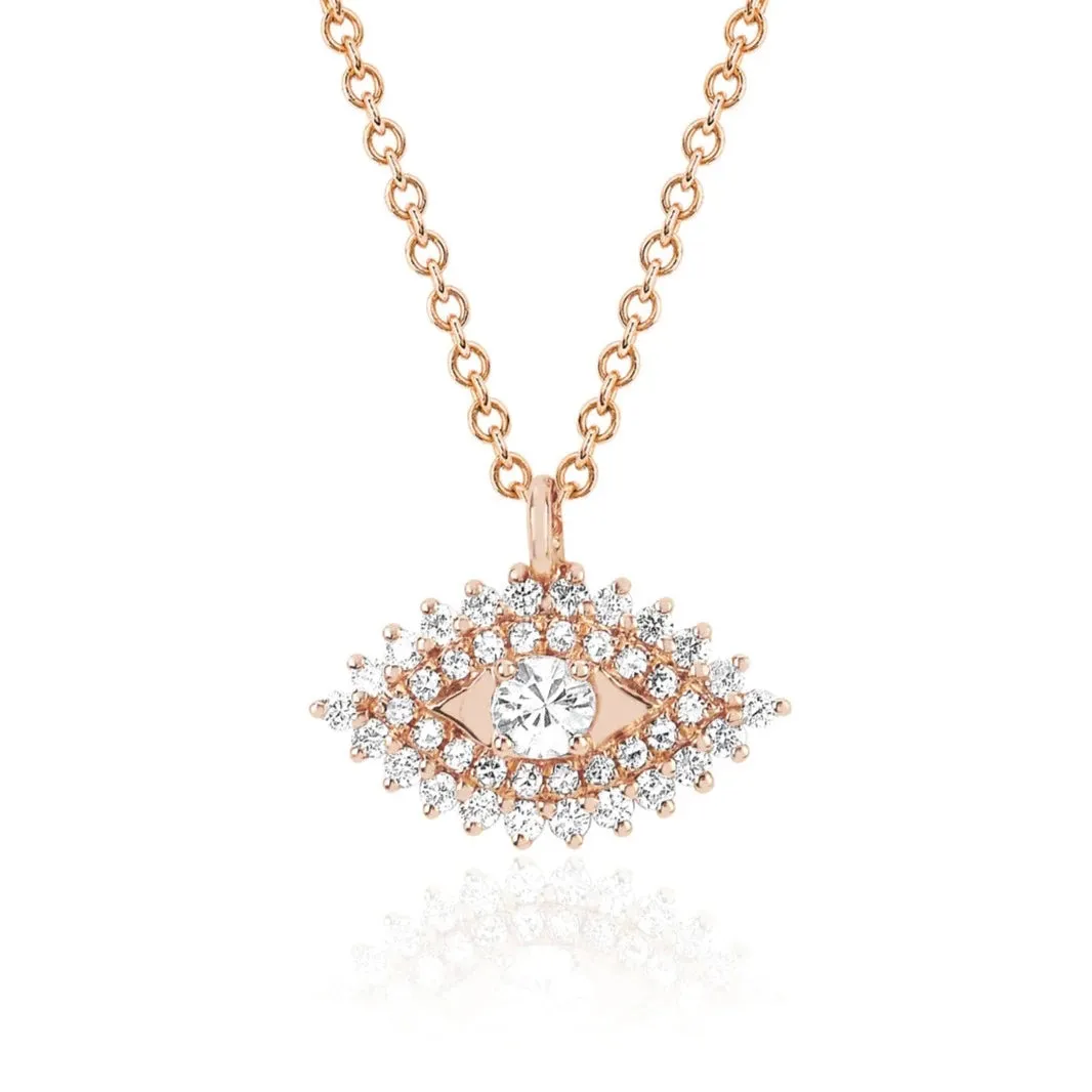 Prong Set Diamond Evil Eye Necklace