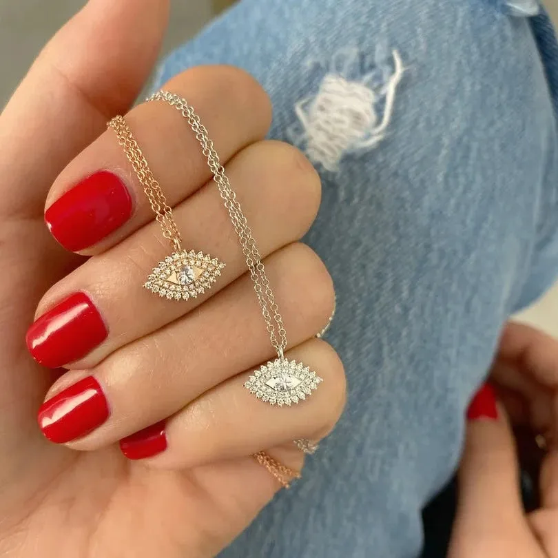 Prong Set Diamond Evil Eye Necklace