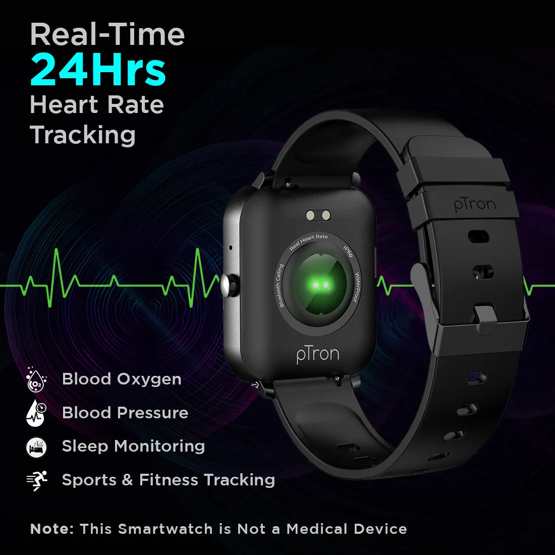 pTron Force X11 Bluetooth Calling Smartwatch with Real 24/7 Heart Rate Monitor