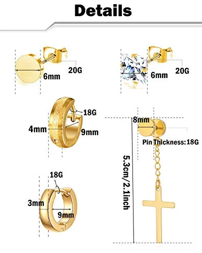 PUNK Stainless Steel Earrings Hoop 15-SET