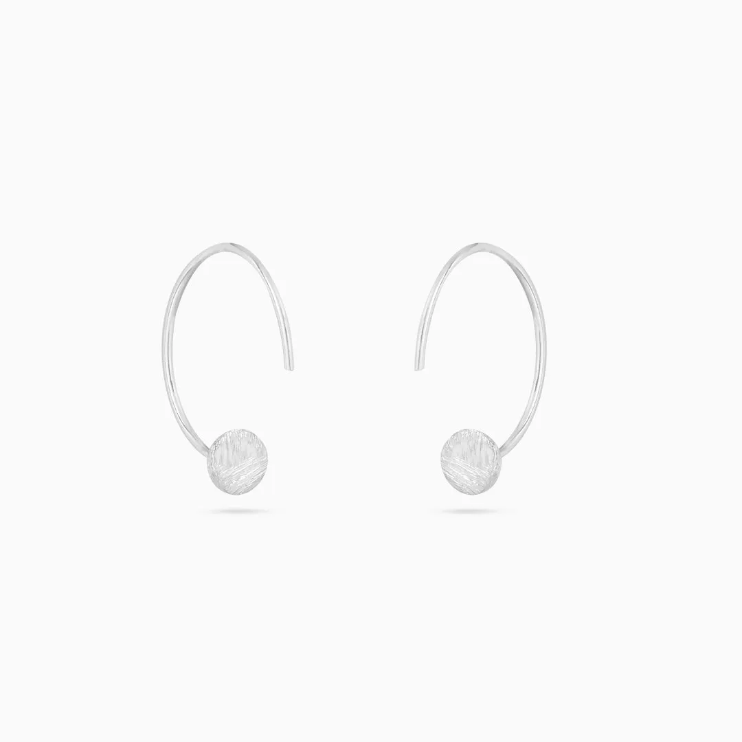 Pure Silver Earring - Scratch Pattern Hoops