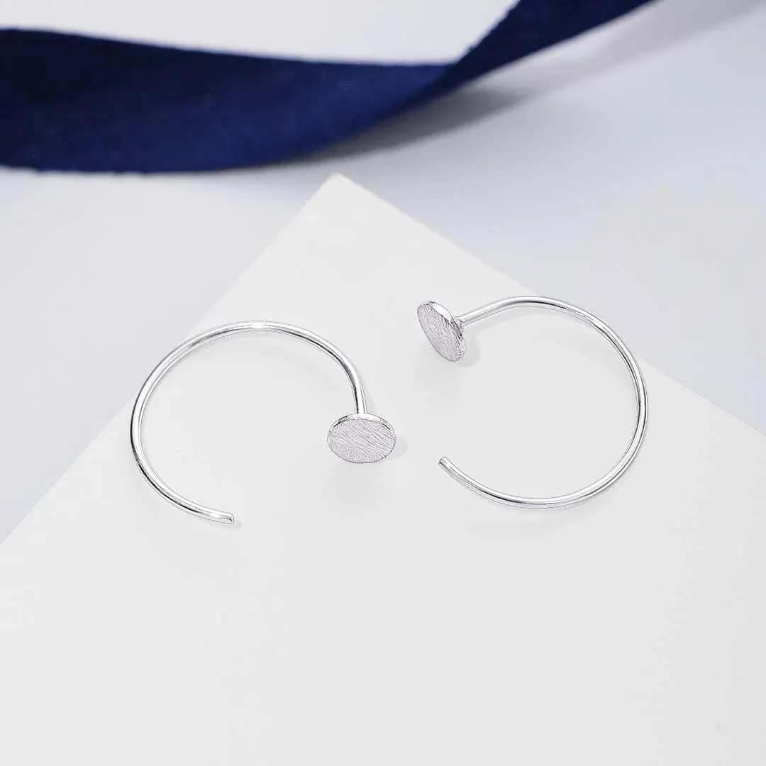 Pure Silver Earring - Scratch Pattern Hoops