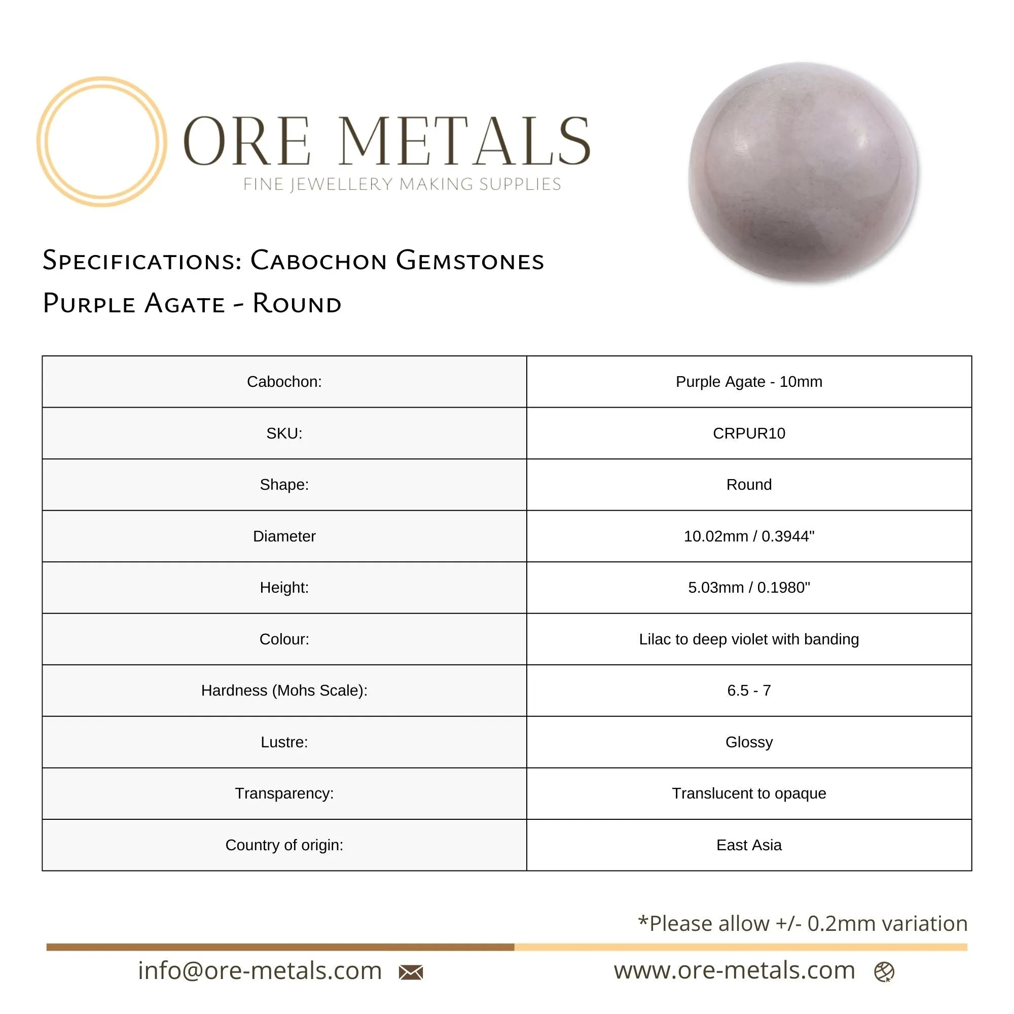 Purple Agate - Round Cabochon