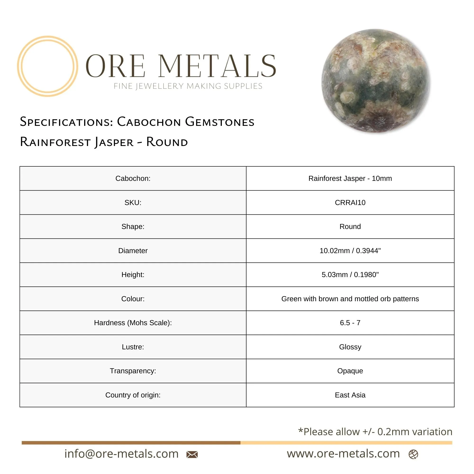 Rainforest Jasper - Round Cabochon