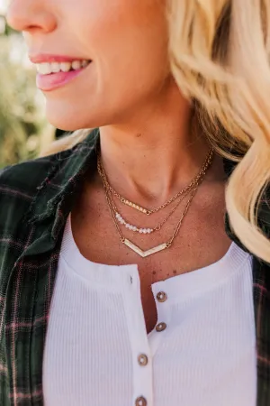 Raising The Bar 3 Tier Gold Necklace- Ivory