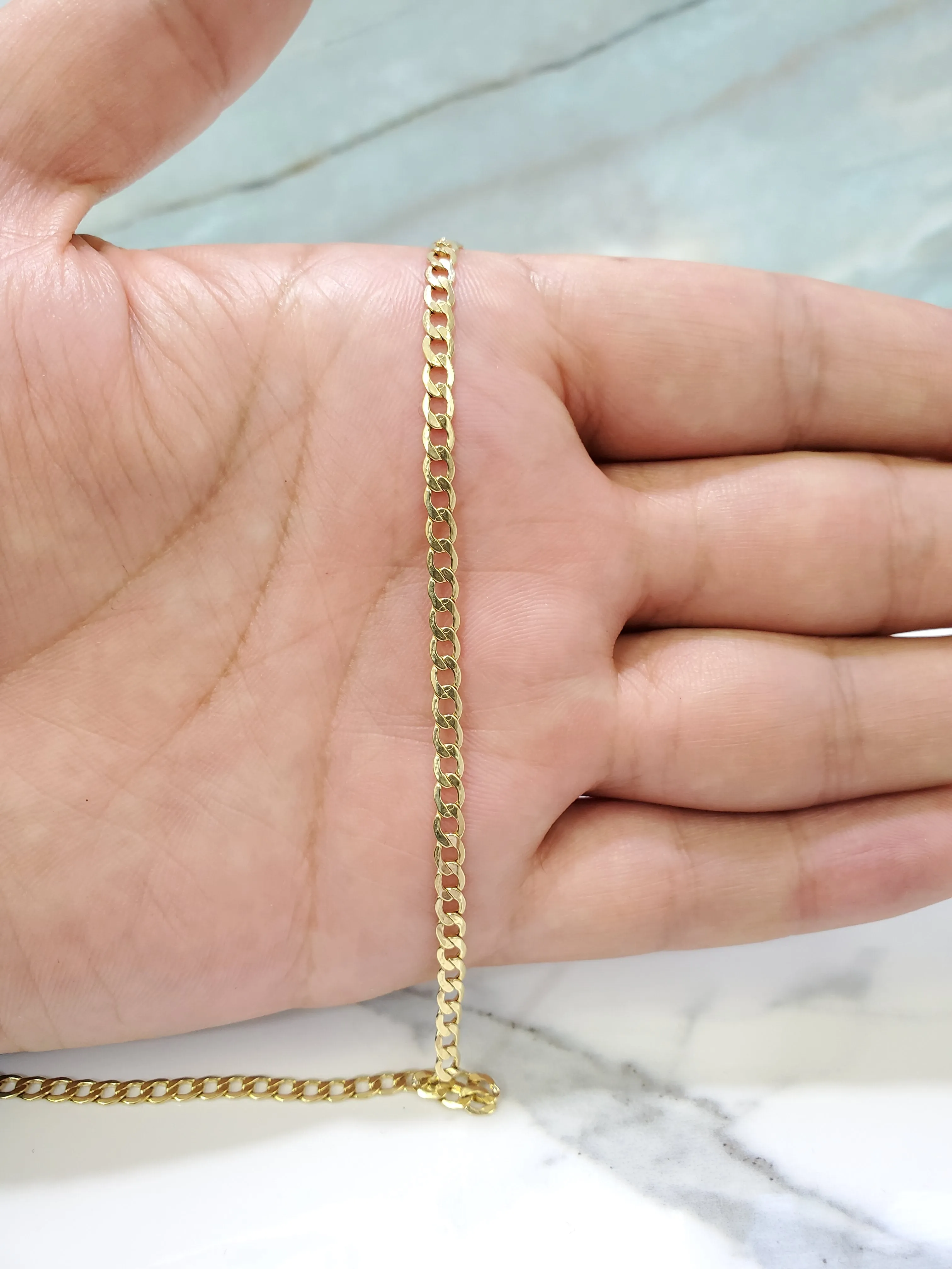 Real 10K Yellow Gold Hollow Cuban Link Curb Link Men & Women Bracelet / Anklet