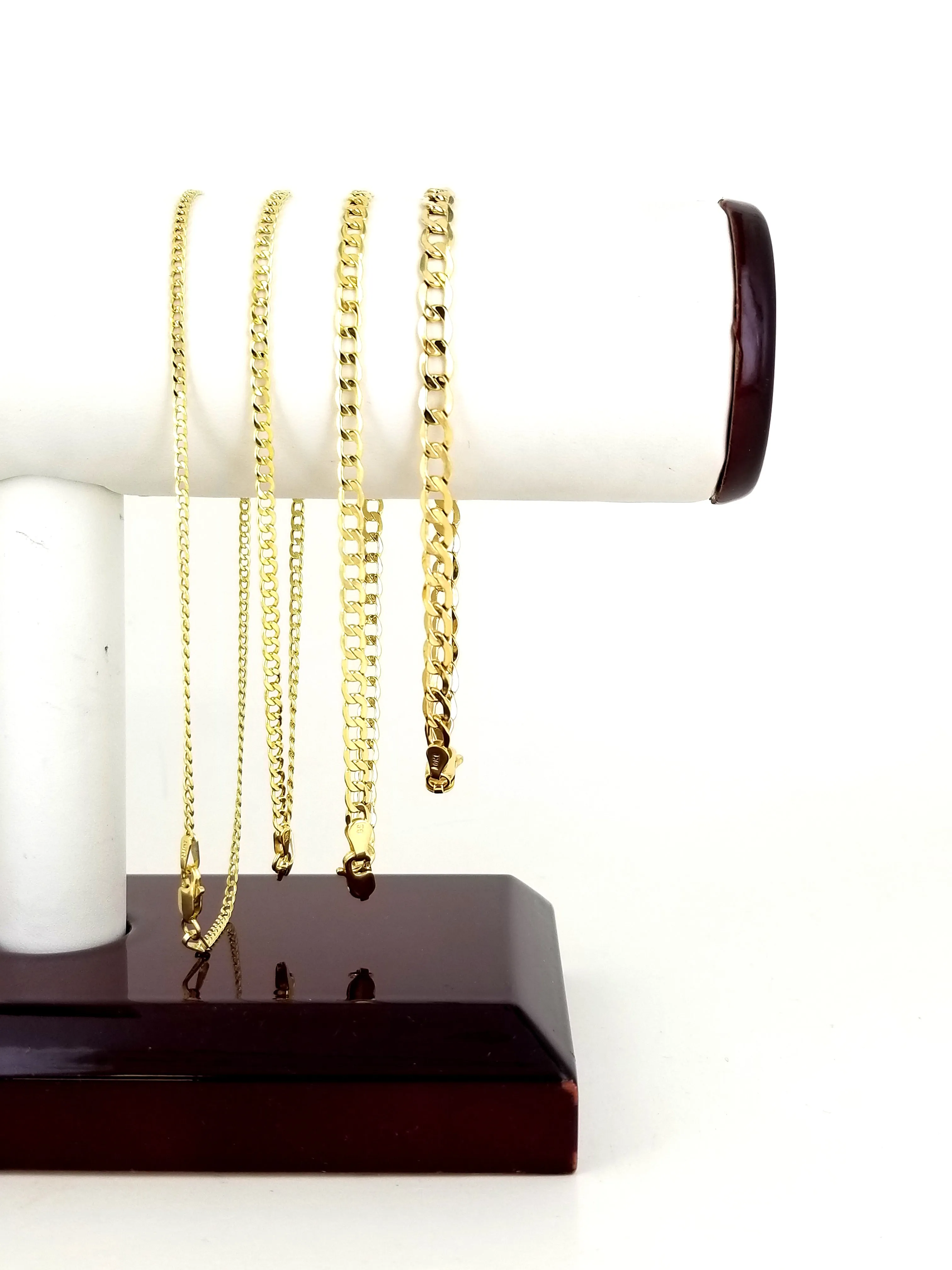 Real 10K Yellow Gold Hollow Cuban Link Curb Link Men & Women Bracelet / Anklet