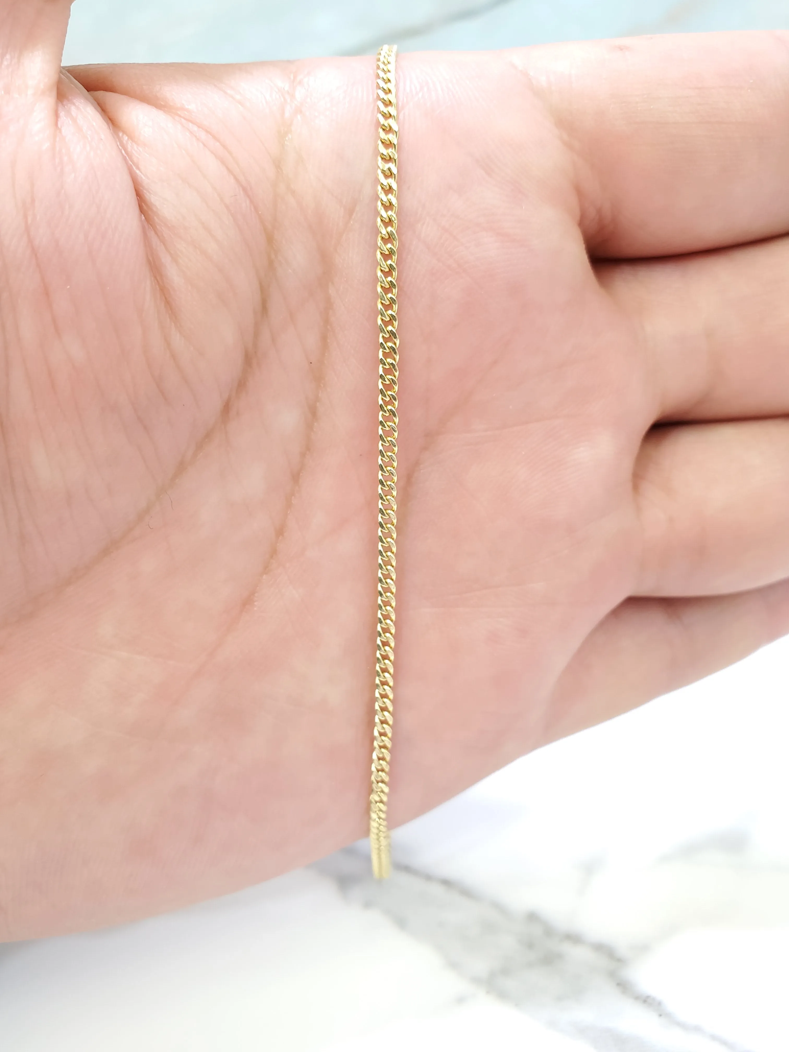Real 10K Yellow Gold Hollow Cuban Link Curb Link Men & Women Bracelet / Anklet