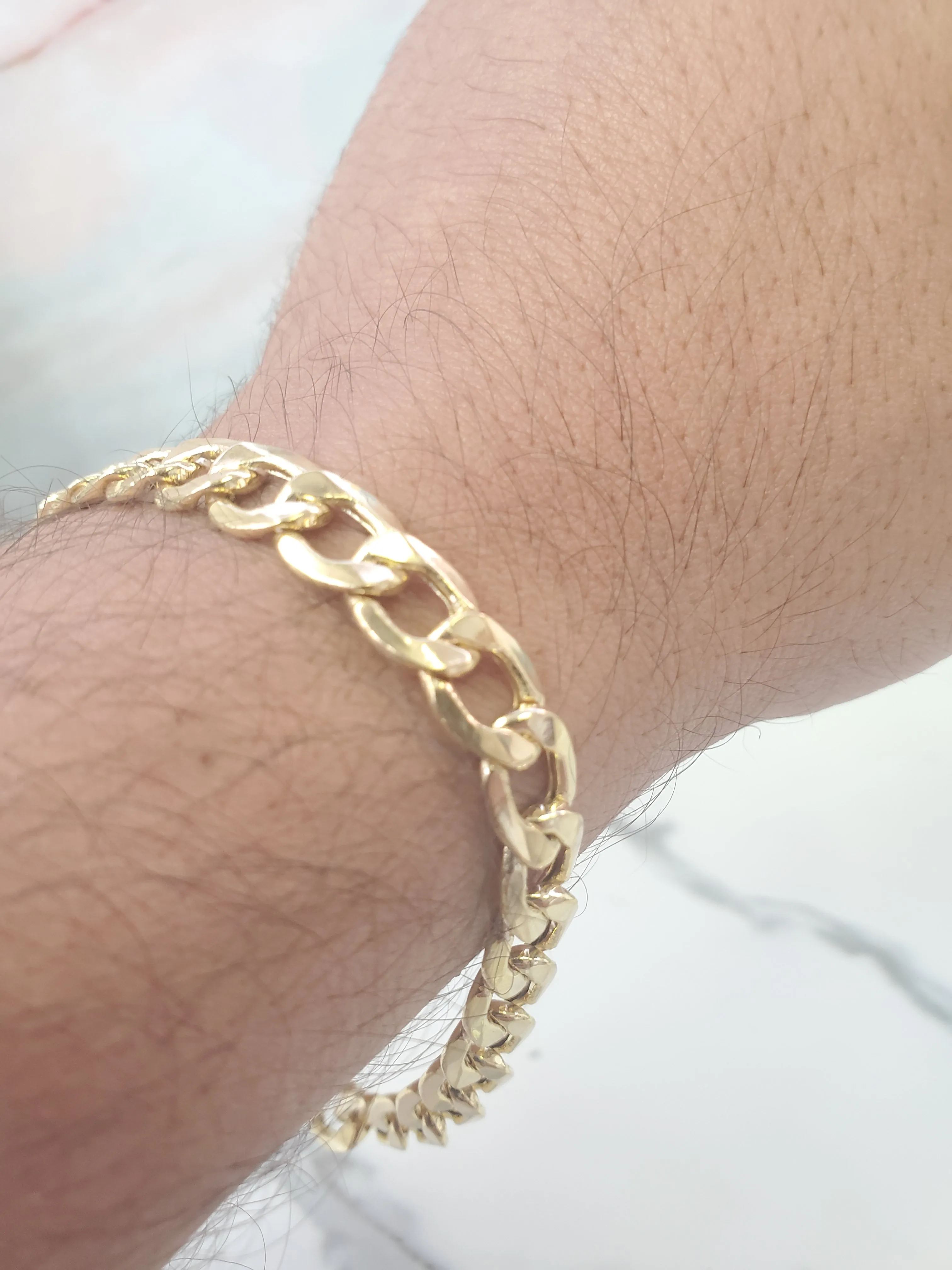 Real 10K Yellow Gold Hollow Cuban Link Curb Link Men & Women Bracelet / Anklet