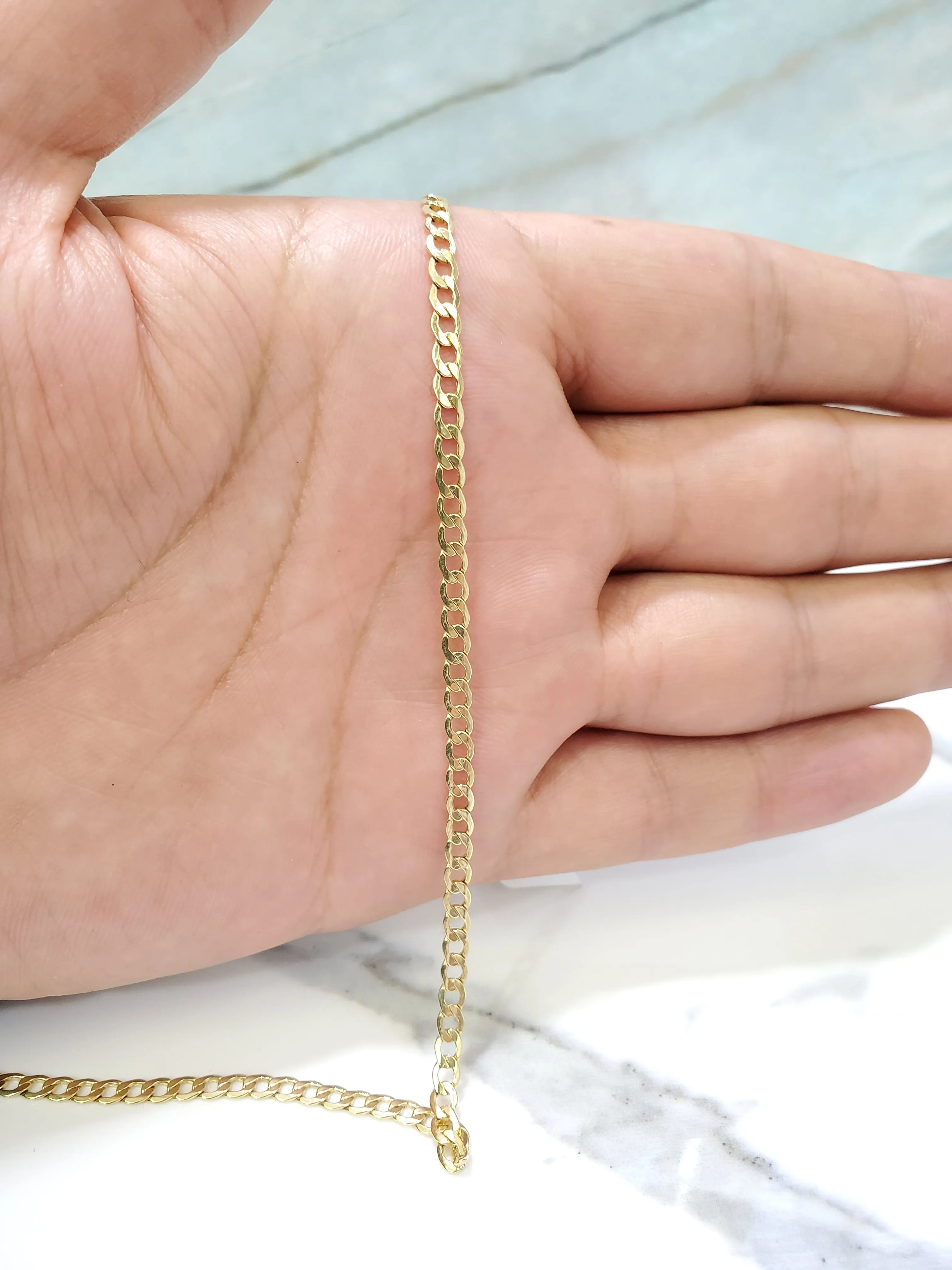 Real 10K Yellow Gold Hollow Cuban Link Curb Link Men & Women Bracelet / Anklet