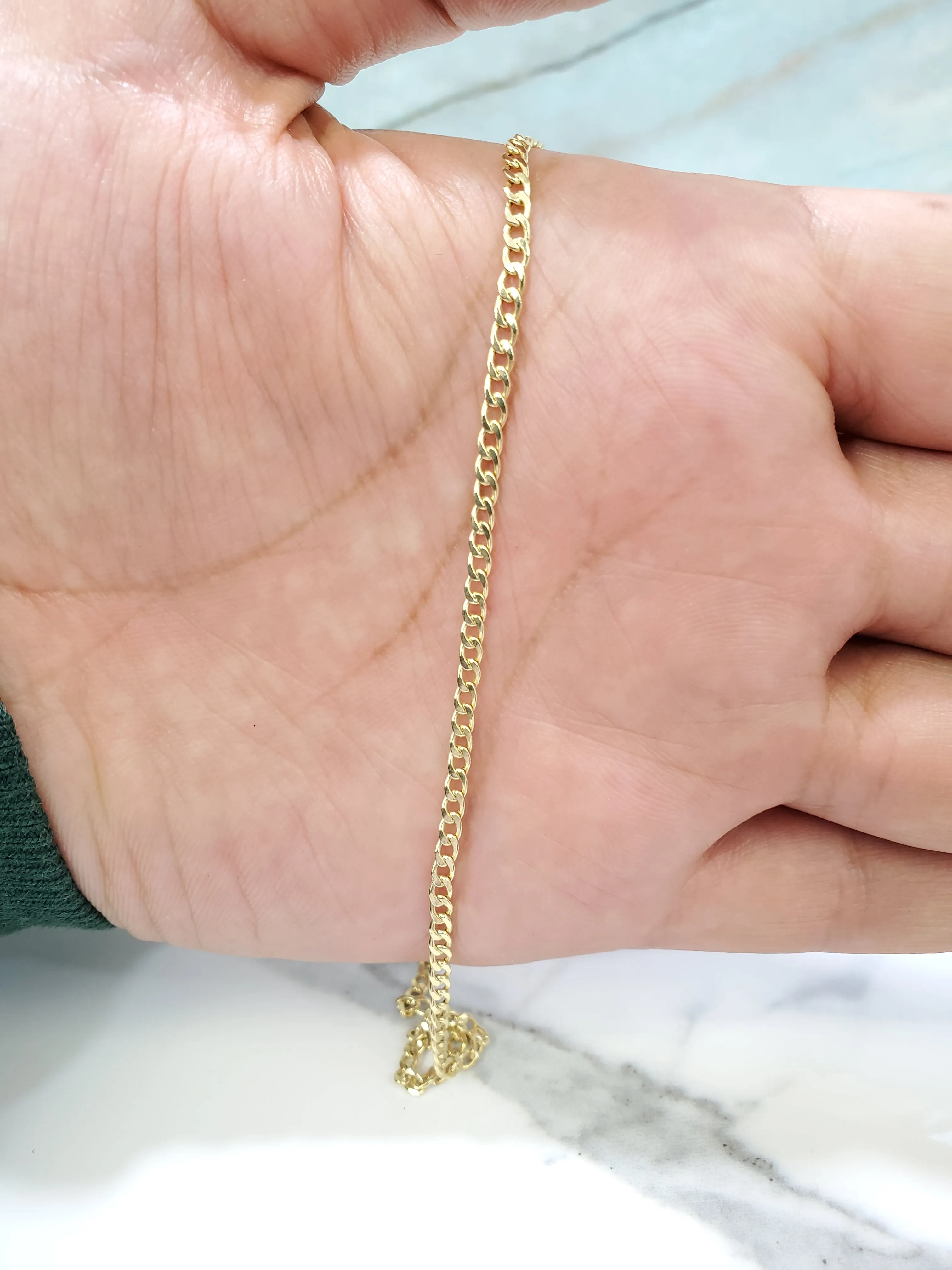 Real 10K Yellow Gold Hollow Cuban Link Curb Link Men & Women Bracelet / Anklet