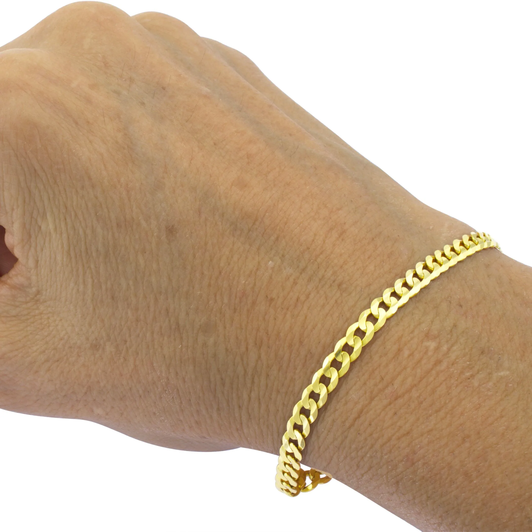 Real 10K Yellow Gold Hollow Cuban Link Curb Link Men & Women Bracelet / Anklet