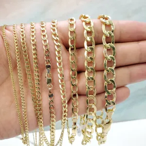 Real 10K Yellow Gold Hollow Cuban Link Curb Link Men & Women Bracelet / Anklet