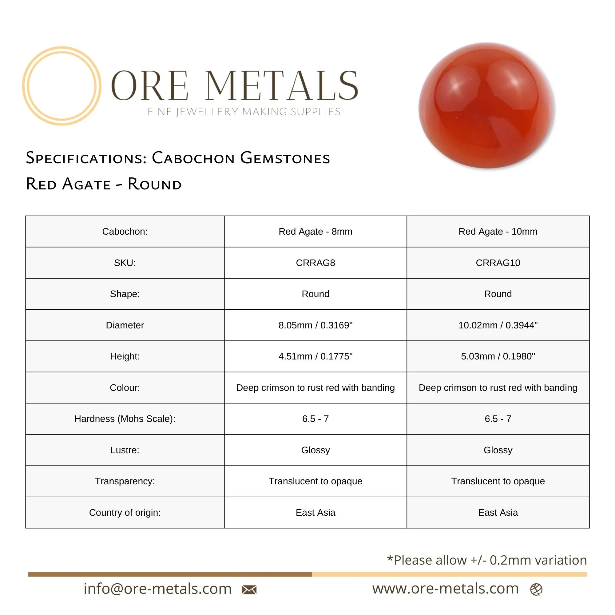 Red Agate - Round Cabochon