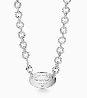 Return to Tiffany Tiffany & Co. Oval Tag Necklace in Silver