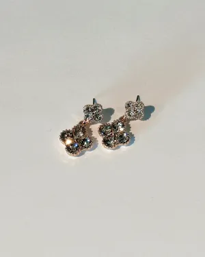 Rhinestone Double Clover Dangle Earrings