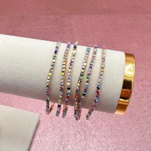 Rhinestone Rainbow Slim Bracelet Stack