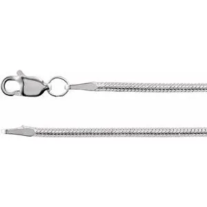 Rhodium-Plated Sterling Silver 1.5 mm Solid Snake 18" Chain