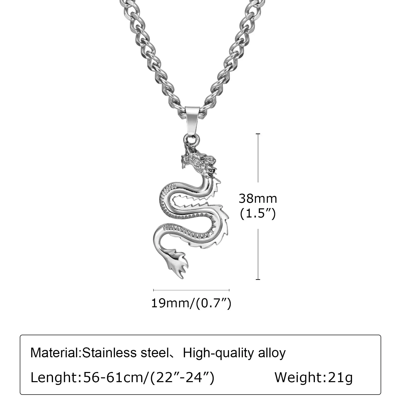 Rock Punk Dragon Necklaces for Men Boys,Traditional 12 Zodiac Signs Pendant