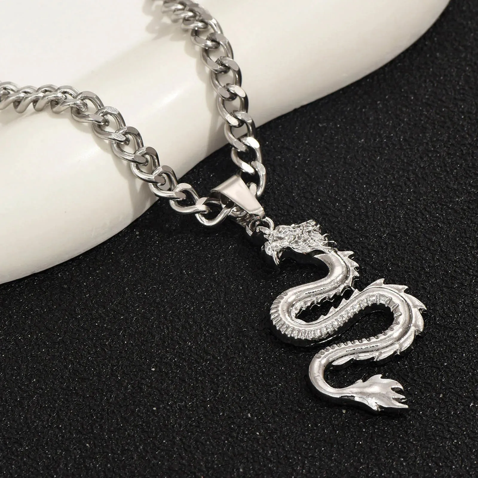 Rock Punk Dragon Necklaces for Men Boys,Traditional 12 Zodiac Signs Pendant