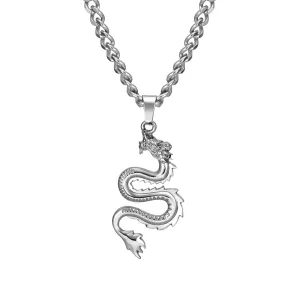 Rock Punk Dragon Necklaces for Men Boys,Traditional 12 Zodiac Signs Pendant