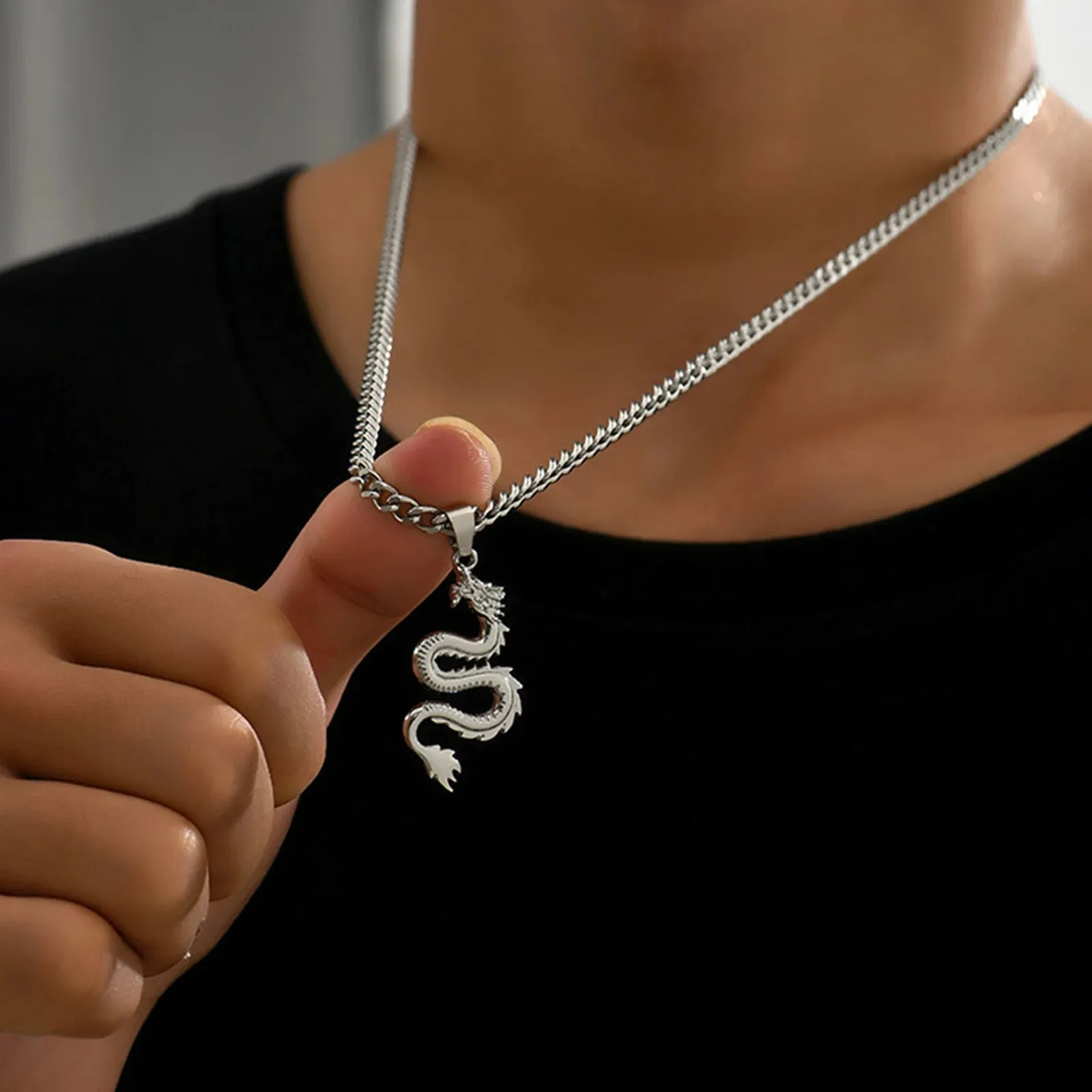 Rock Punk Dragon Necklaces for Men Boys,Traditional 12 Zodiac Signs Pendant