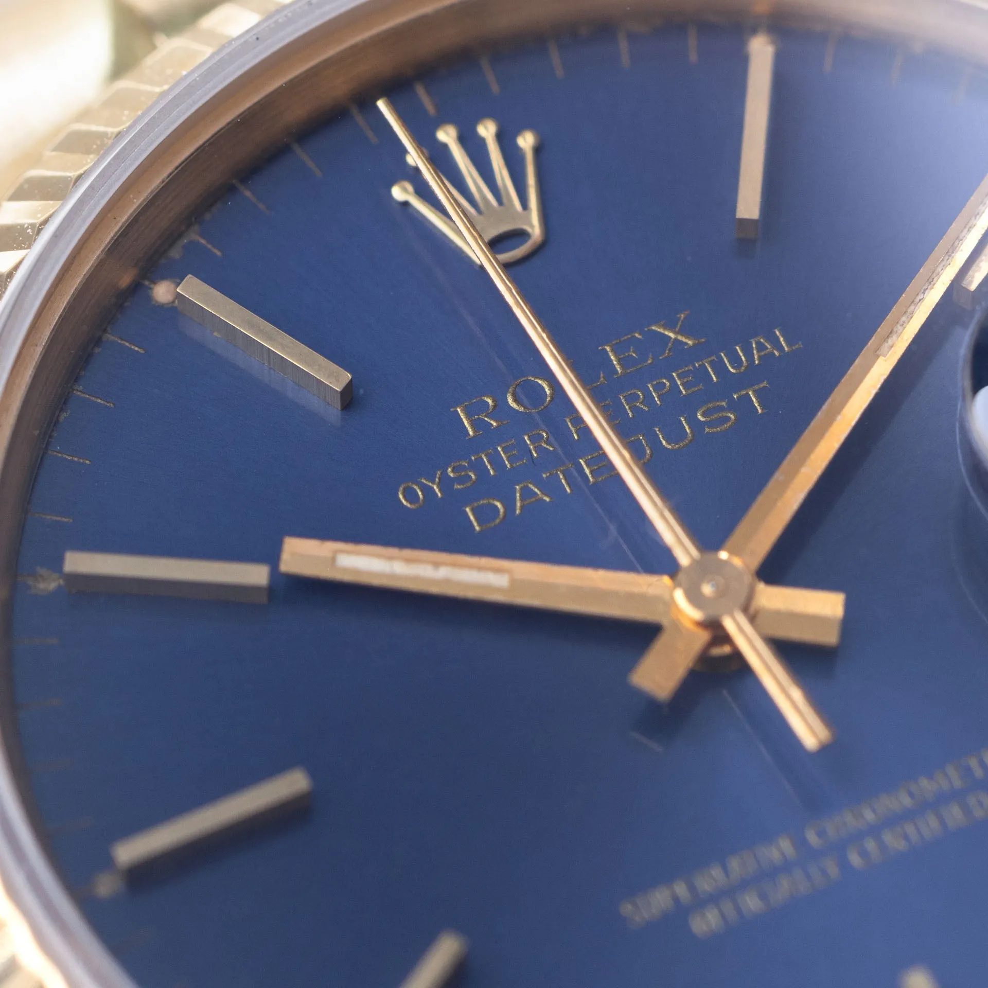 Rolex Datejust 16018 Yellow Gold Blue Dial with Papers