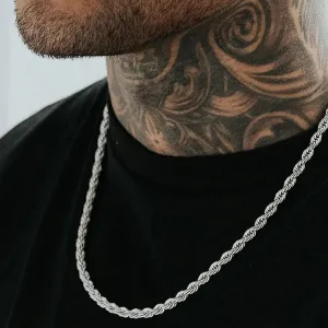 Rope Chain Necklace, Stainless Steel Twisted Rope Link Chain