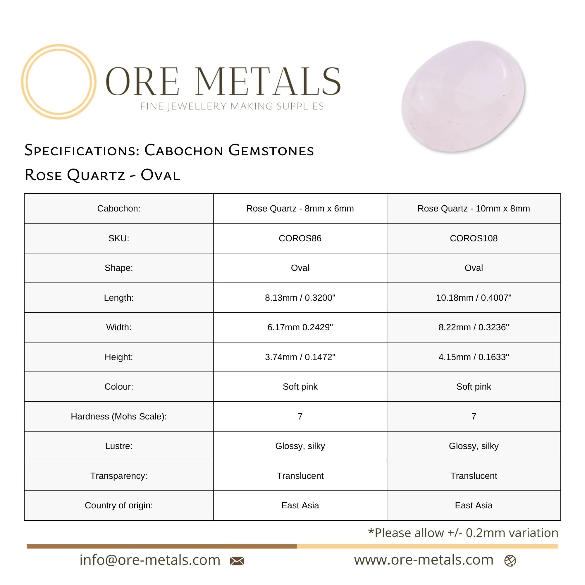Rose Quartz - Oval Cabochon