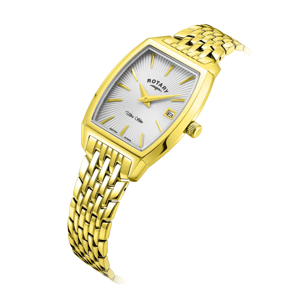 Rotary Ladies Gold Plated Ultra Slim Tonneau Watch