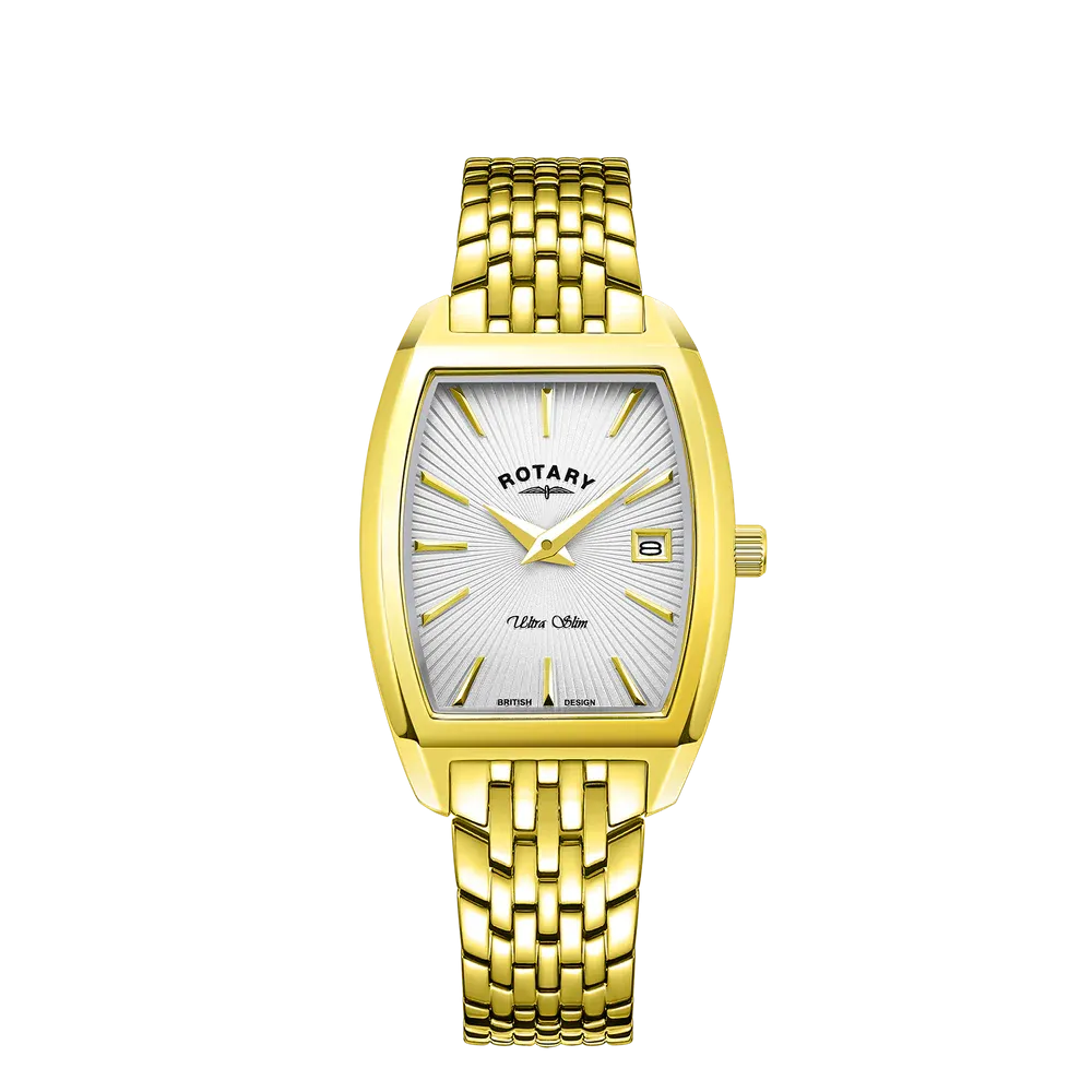 Rotary Ladies Gold Plated Ultra Slim Tonneau Watch