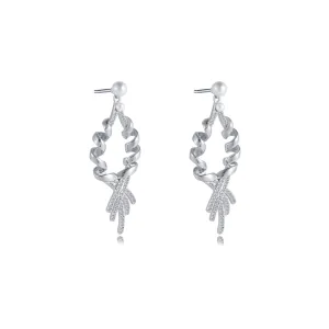 Royal Silver Twisted Dangle Earrings