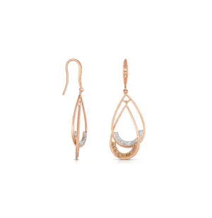 Sabel Collection Mixed Metals Double Teardrop Diamond Dangle Earrings