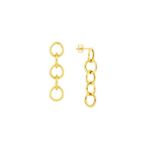Sabel Collection Yellow Gold Circle Link Dangle Earrings