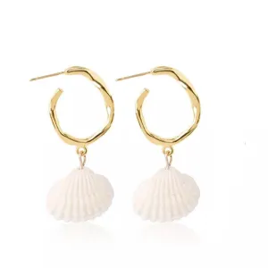 Seashell Dangle Earrings Plated