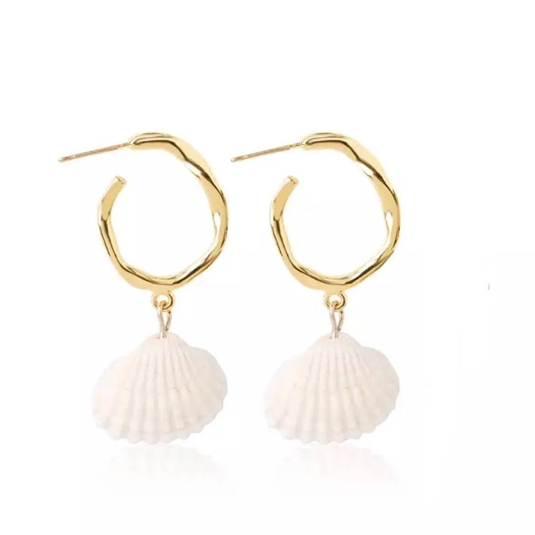 Seashell Dangle Earrings Plated