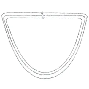 Set of 3 Thin 2.5MM Silver Gold Black Steel Rolo Chain Necklace 16, 18 & 24 Inch