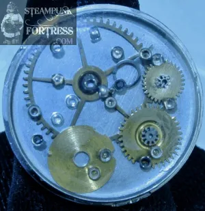 SILVER 1" GOLD GEARS LIGHTLY POPULATED MINIMALIST AUTHENTIC GENUINE WATCH CLOCK CASE ADJUSTABLE RING STARR WILDE STEAMPUNK FORTRESS